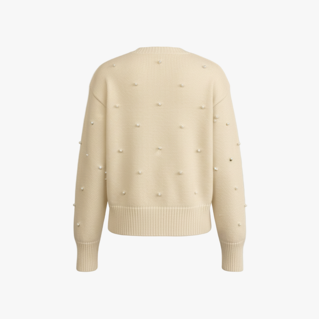 The Adeline Embellished Knit Cardigan Cream-sweater-Loucelia-Polyester-S-Loucelia