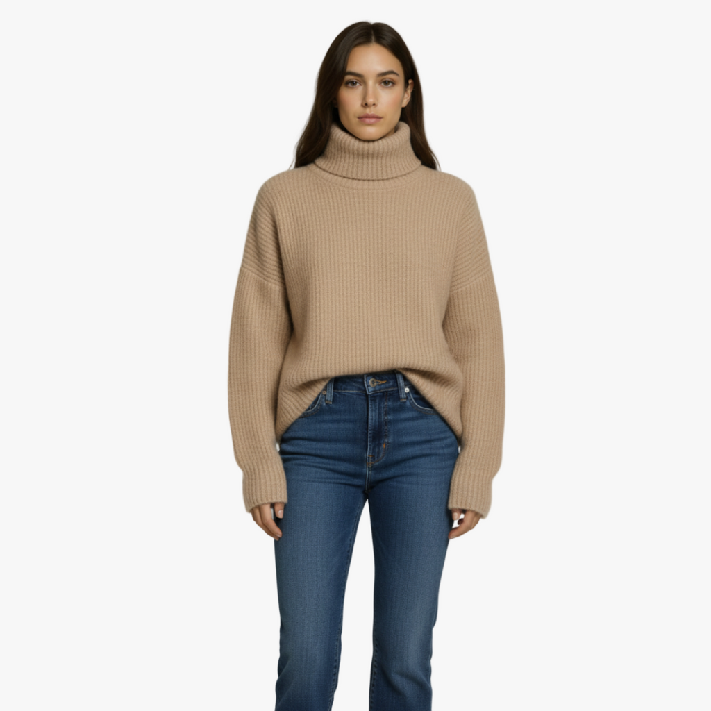 The Amara Roll-Neck Jumper Beige-sweater-Loucelia-2XS-Loucelia