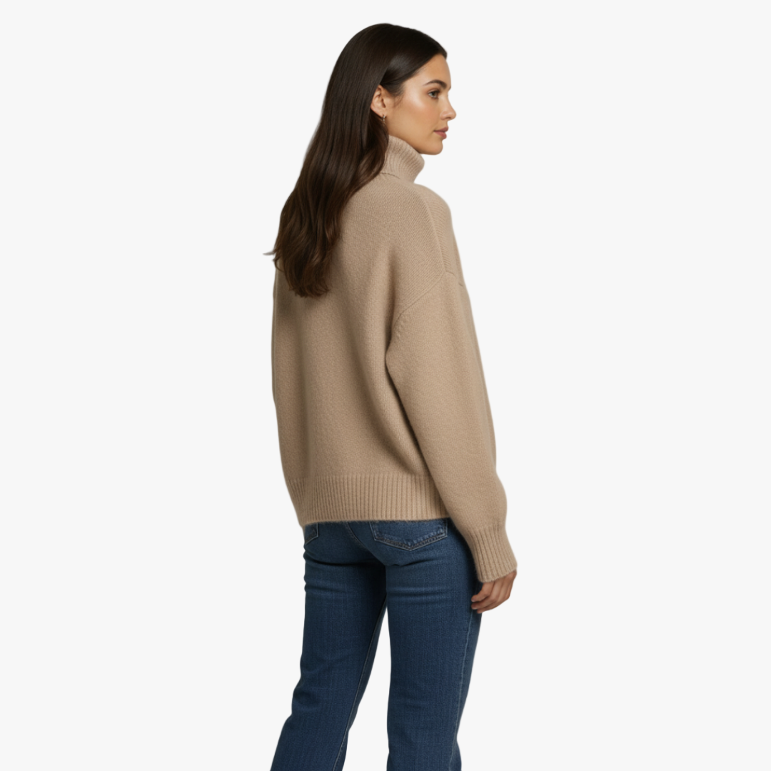The Amara Roll-Neck Jumper Beige-sweater-Loucelia-2XS-Loucelia