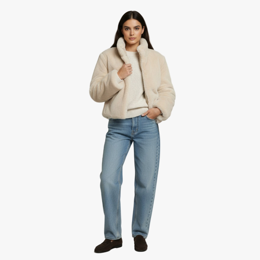 The Arlea Faux Fur Jacket Cream-jacket-Loucelia-S-Loucelia