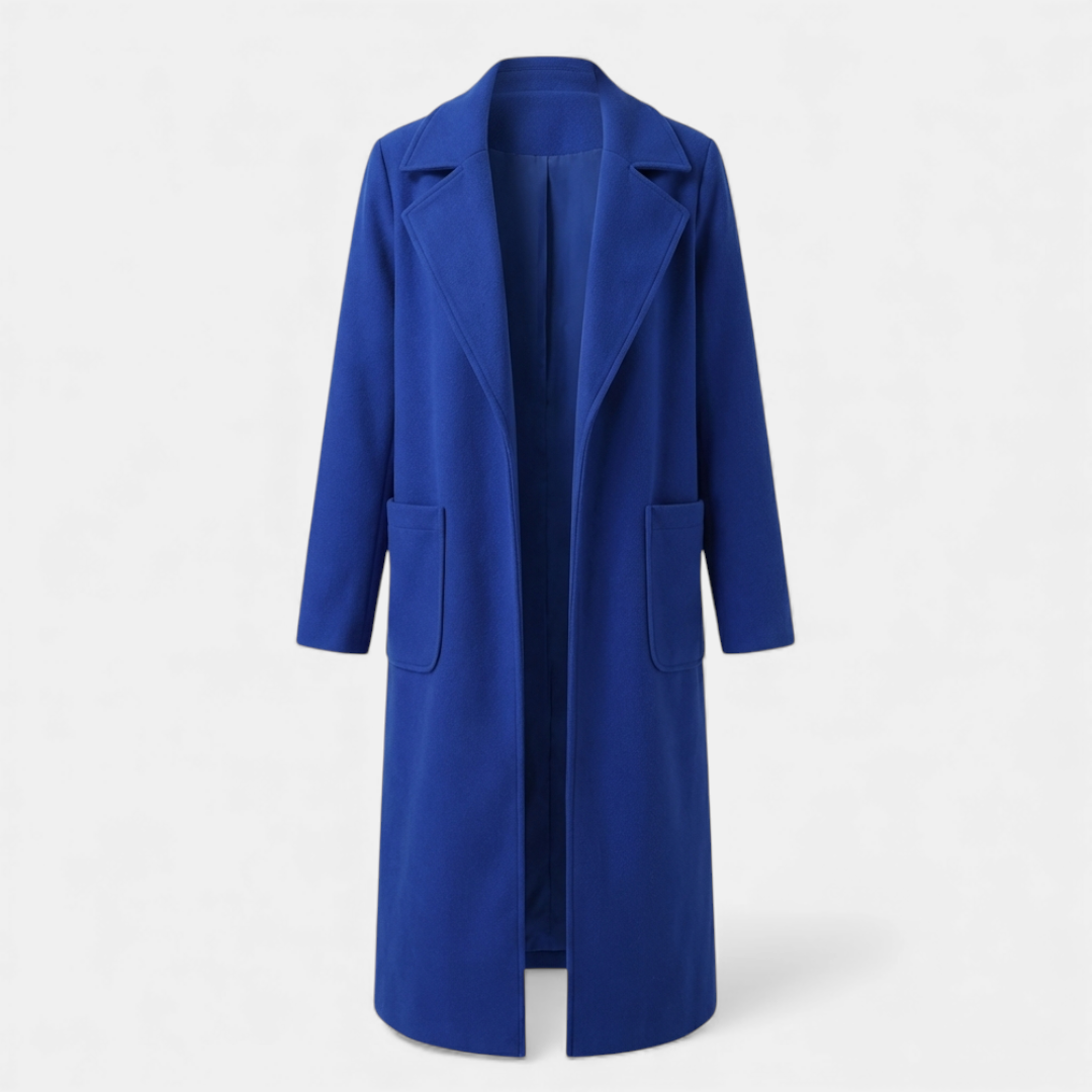 Belted Longline Trench Coat for Women-Coats-Loucelia-Beige-S-Loucelia