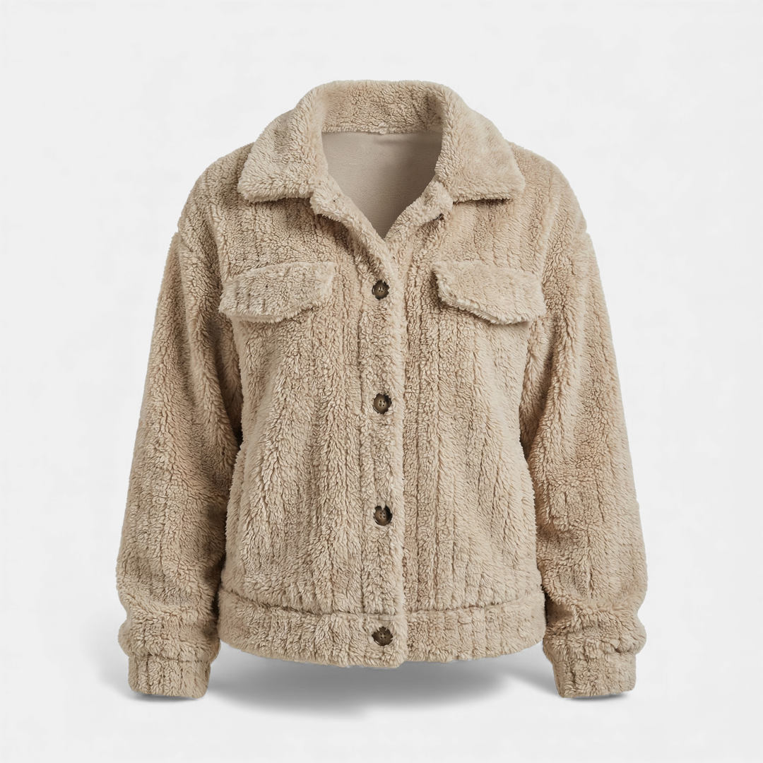 Black Faux Fur Coat Winter Jacket for Women-Jackets-Loucelia-Apricot-XS-Loucelia