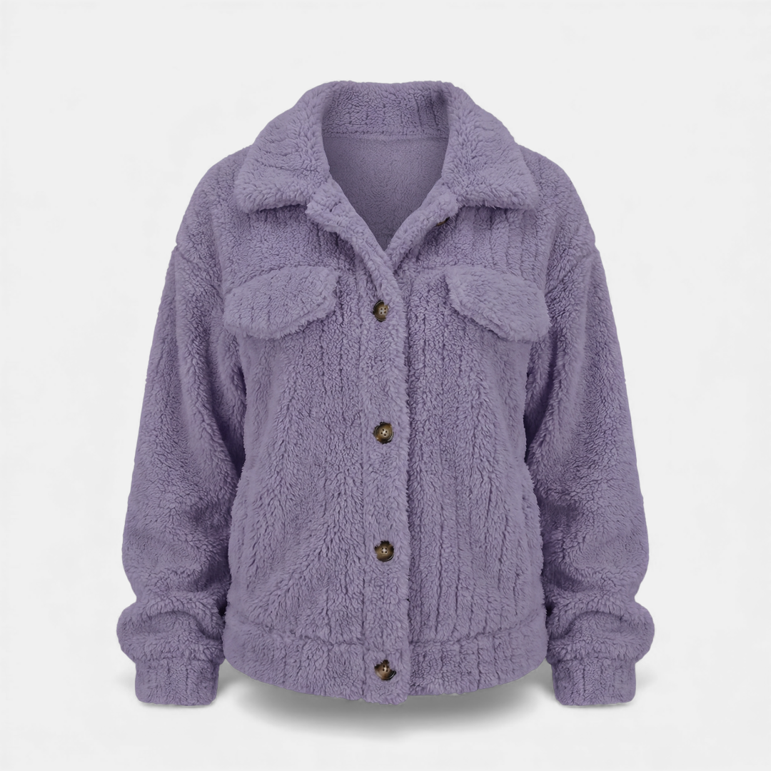 Black Faux Fur Coat Winter Jacket for Women-Jackets-Loucelia-Dark Violet-XS-Loucelia