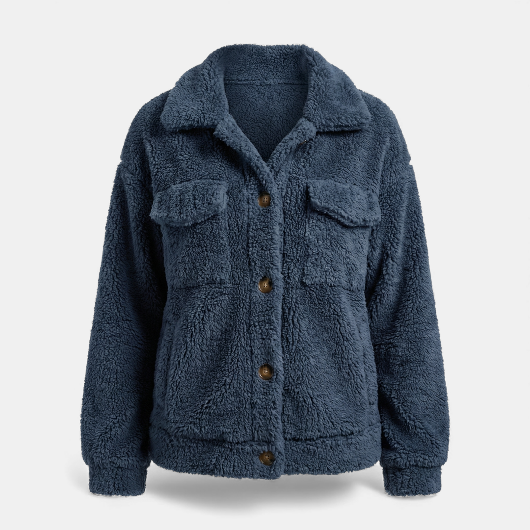 Black Faux Fur Coat Winter Jacket for Women-Jackets-Loucelia-Navy-XS-Loucelia