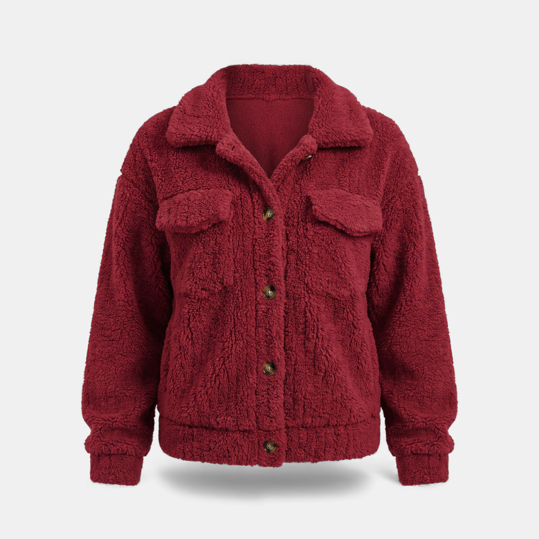 Black Faux Fur Coat Winter Jacket for Women-Jackets-Loucelia-Red-XS-Loucelia