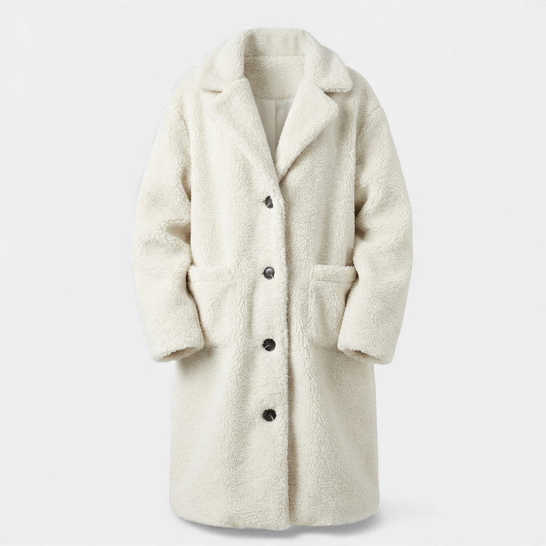 Black Faux Fur Winter Coat for Women-Coats-Loucelia-Apricot-XS-Loucelia