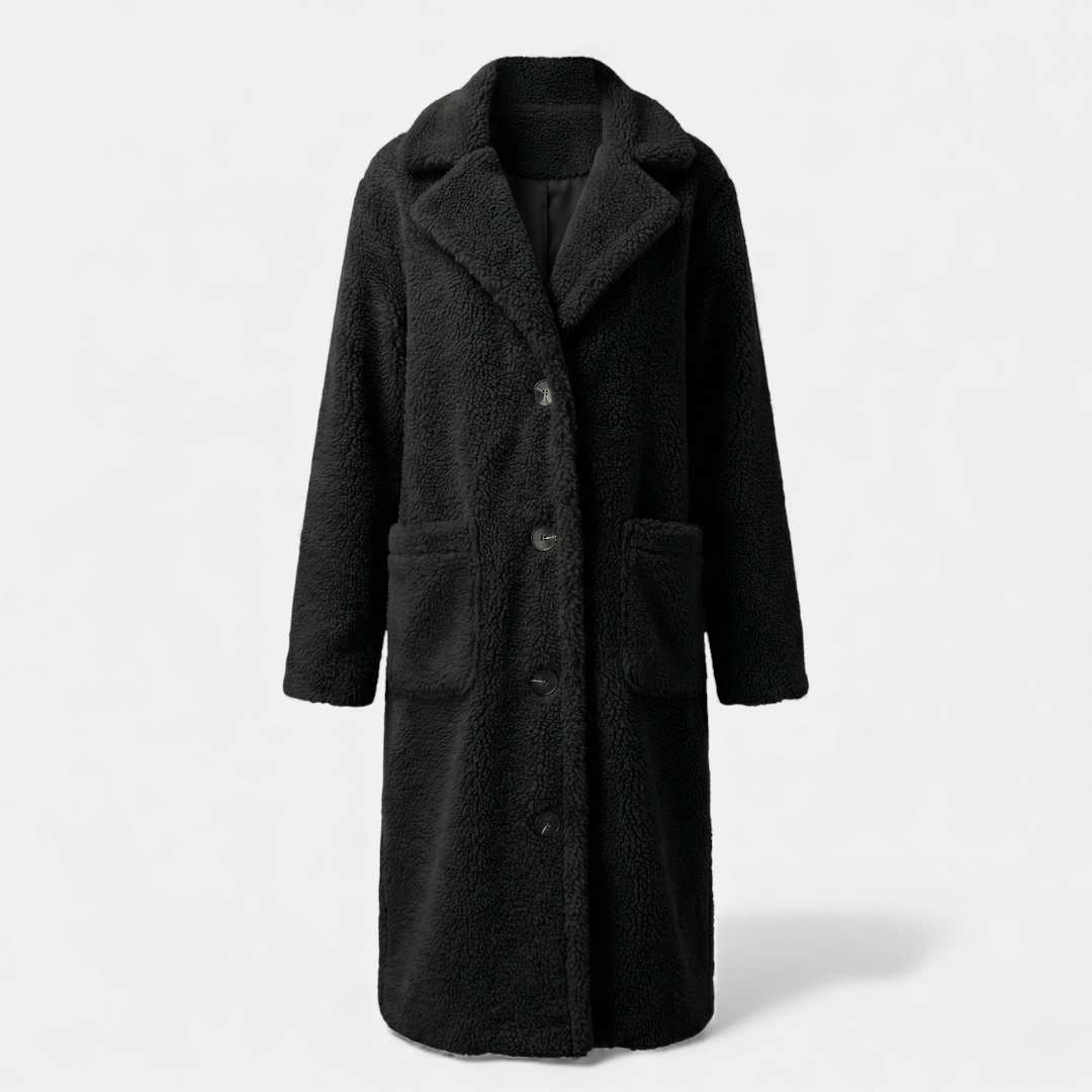 Black Faux Fur Winter Coat for Women-Coats-Loucelia-Black-XS-Loucelia