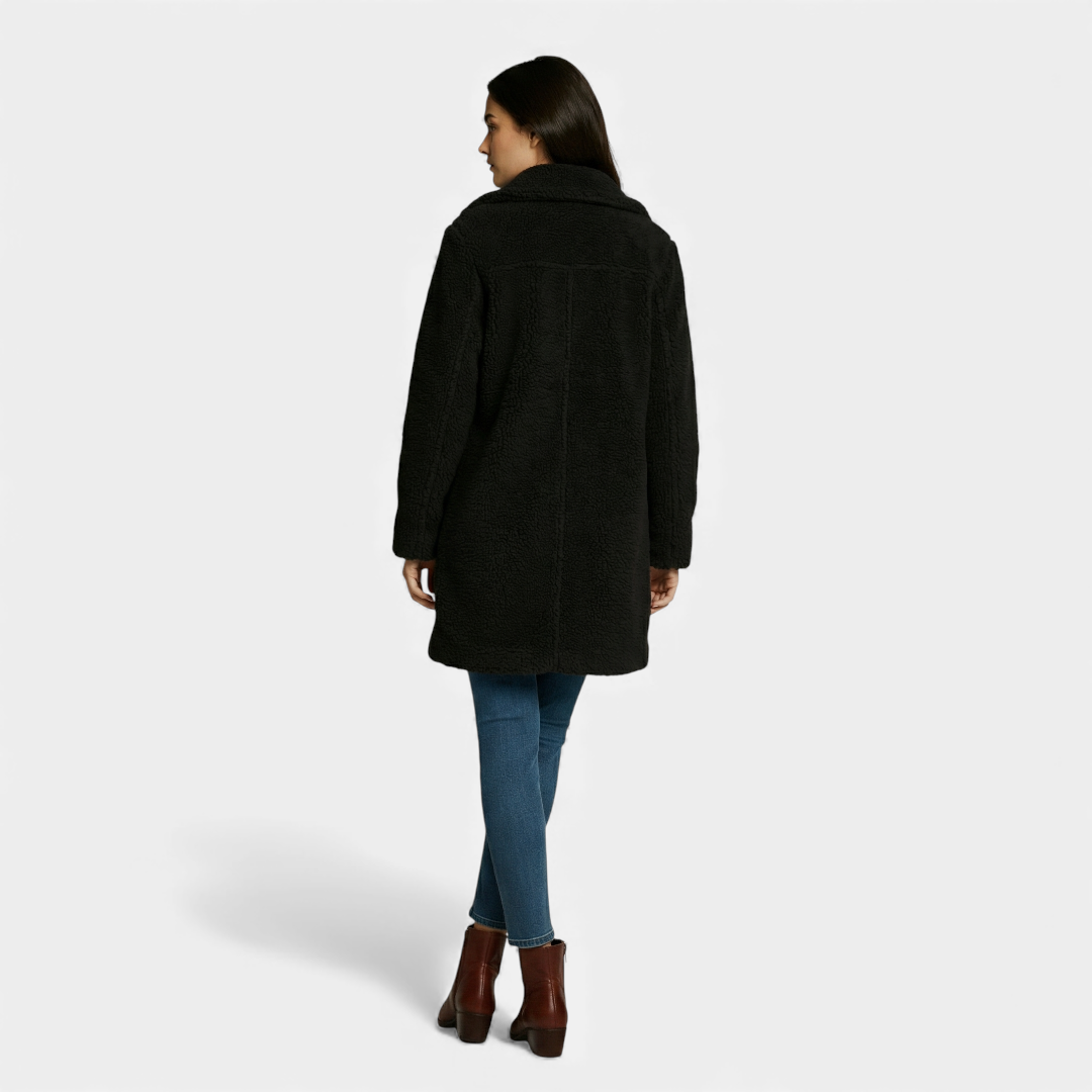 Black Faux Fur Winter Coat for Women-Coats-Loucelia-Black-XS-Loucelia