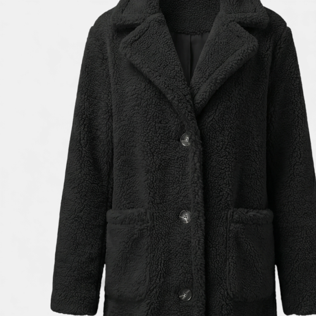 Black Faux Fur Winter Coat for Women-Coats-Loucelia-Black-XS-Loucelia