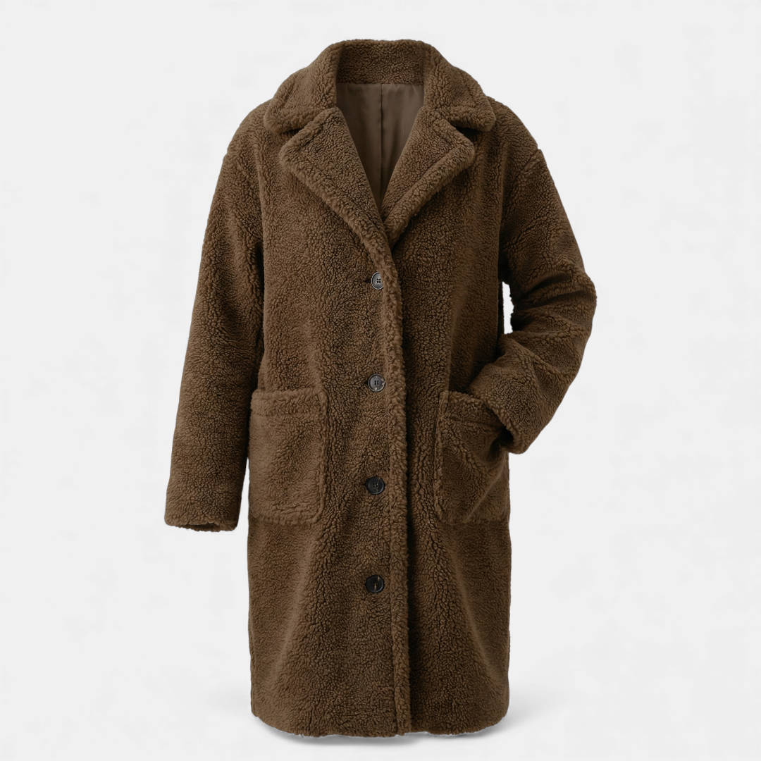 Black Faux Fur Winter Coat for Women-Coats-Loucelia-Coffee-XS-Loucelia