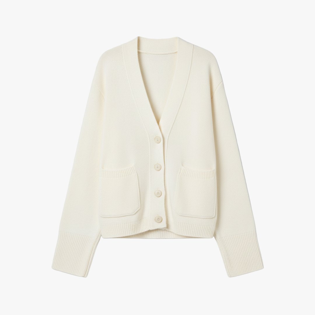The Camille Button Cardigan White-cardigan-Loucelia-S-Loucelia