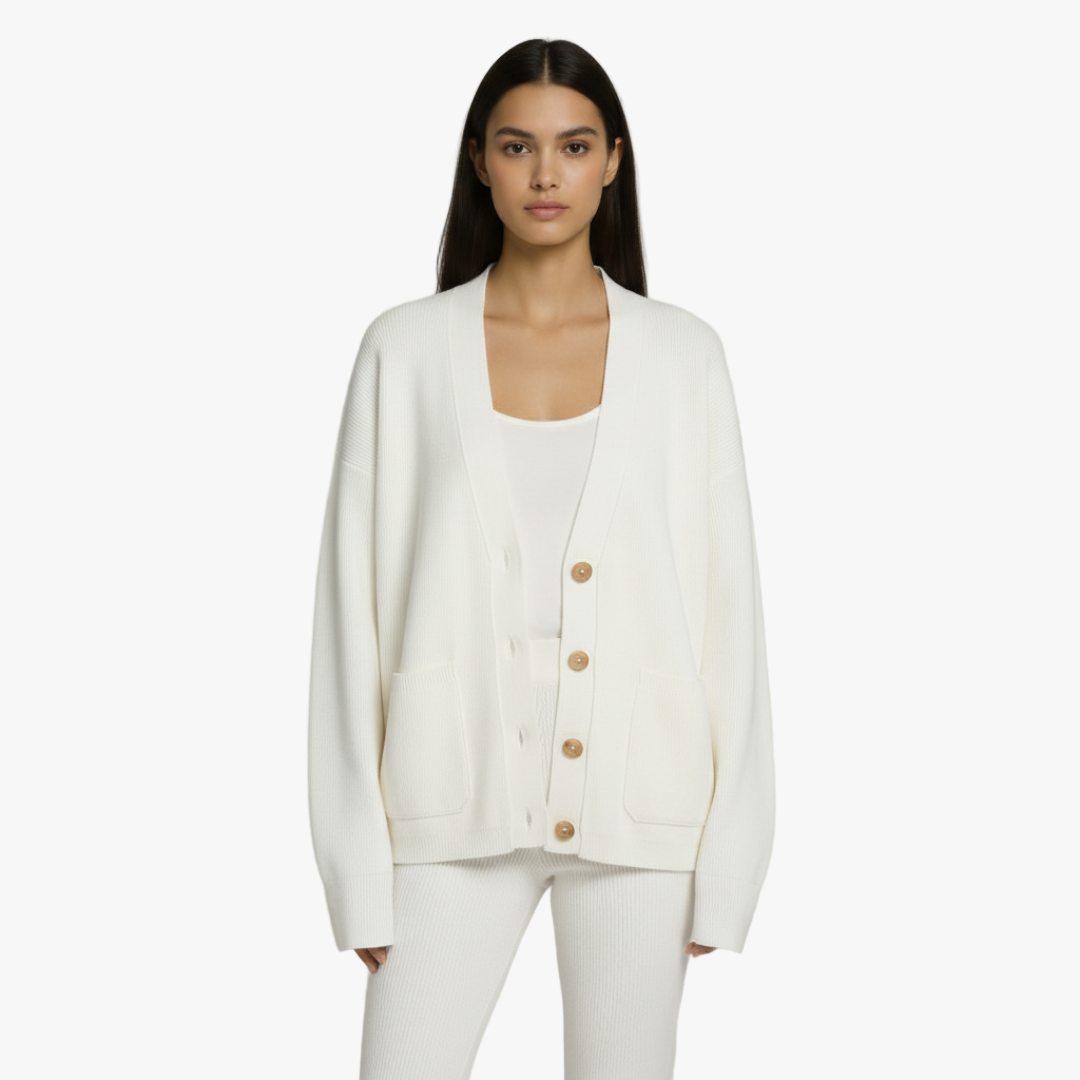The Camille Button Cardigan White-cardigan-Loucelia-S-Loucelia