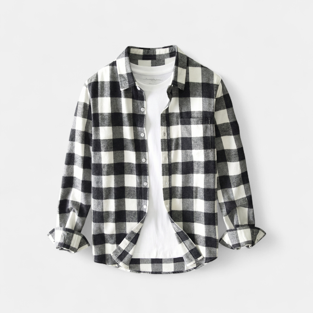 Casual Shirt – Checked Button Front-Jackets-Loucelia-Blue-XS-Loucelia