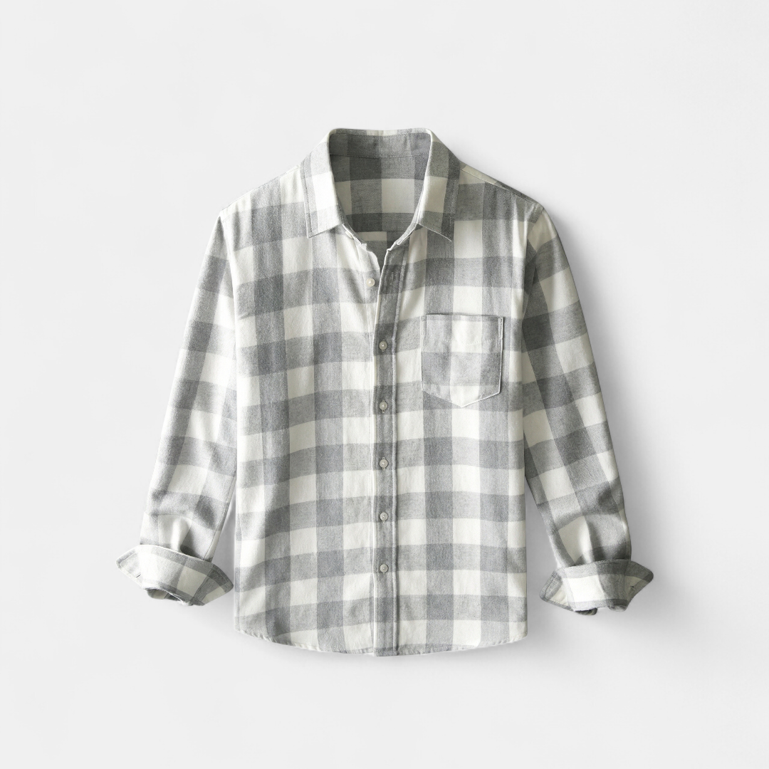 Casual Shirt – Checked Button Front-Jackets-Loucelia-Blue-XS-Loucelia