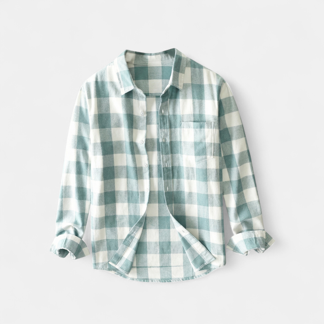 Casual Shirt – Checked Button Front-Jackets-Loucelia-Blue-XS-Loucelia
