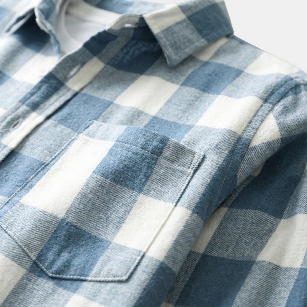 Checked Flannel Shirt for Women-Jackets-Loucelia-Blue-XS-Loucelia