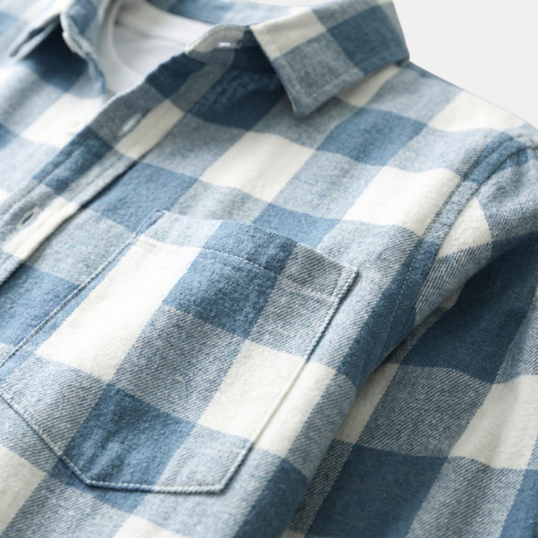 Checked Flannel Shirt for Women-Jackets-Loucelia-Blue-XS-Loucelia