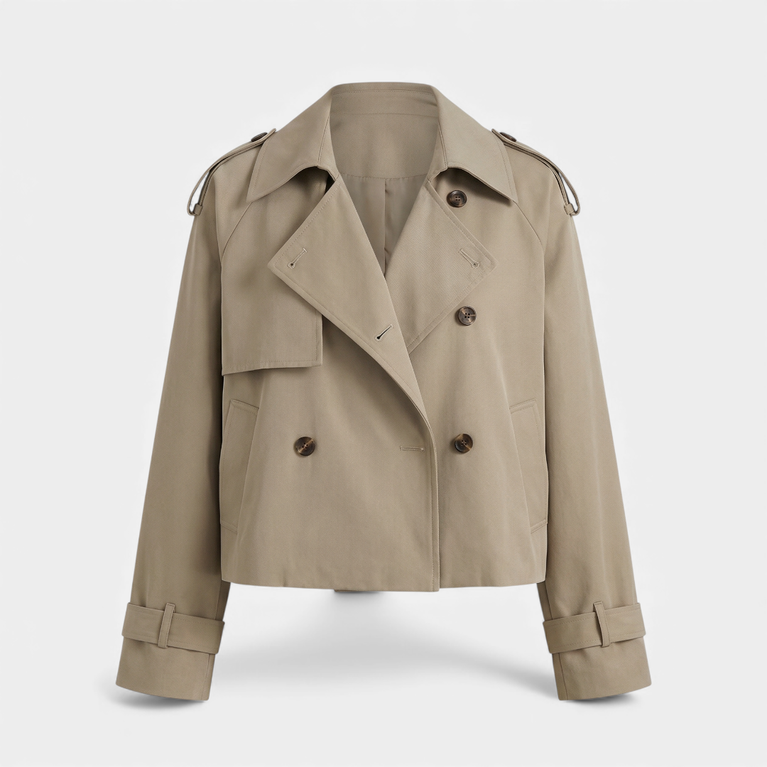Cropped Trench Coat - Short Jacket - Women's Chic Design-Coat-Loucelia-Camel-XS-Loucelia