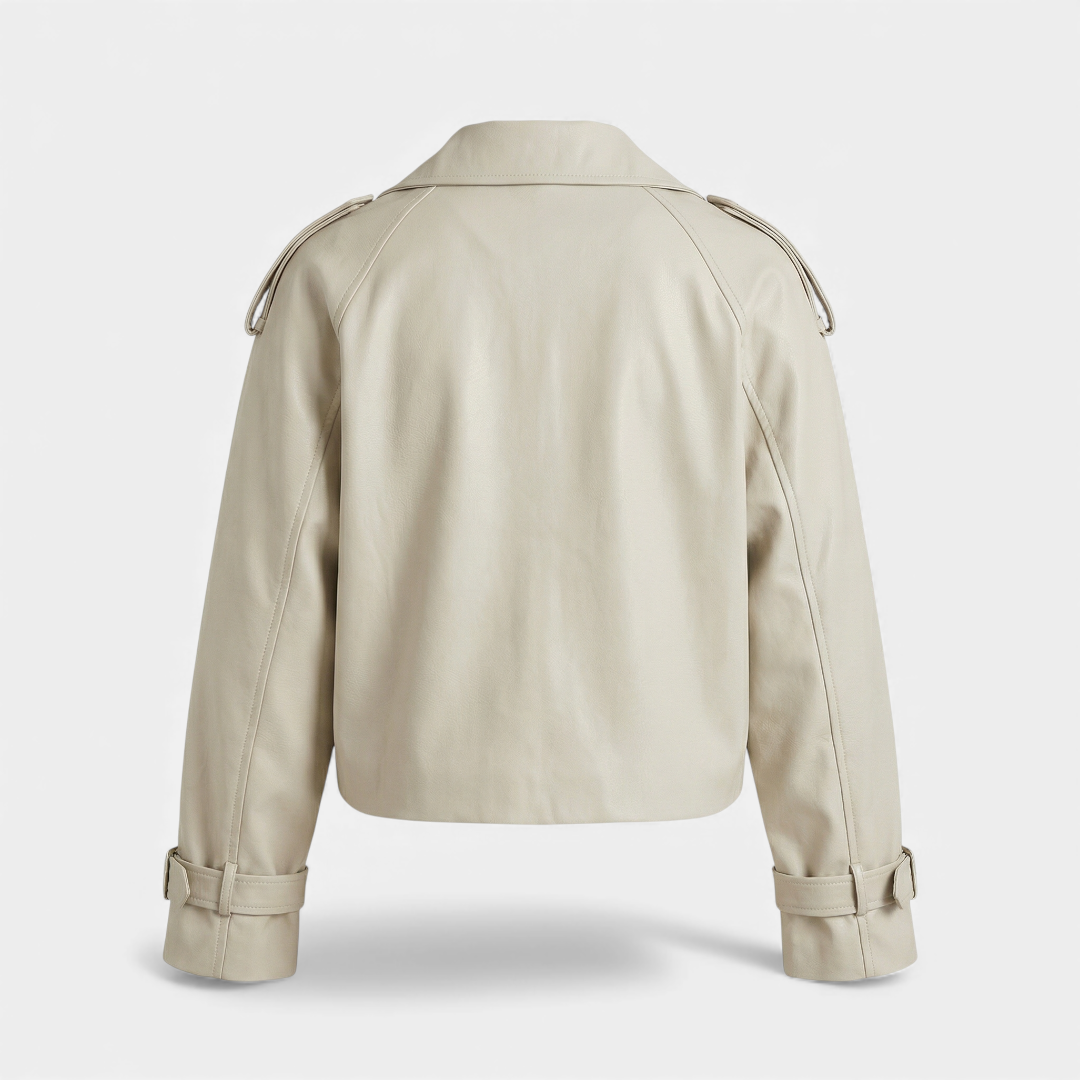 Cropped Trench Coat - Short Jacket - Women's Chic Design-Coat-Loucelia-Black-XS-Loucelia