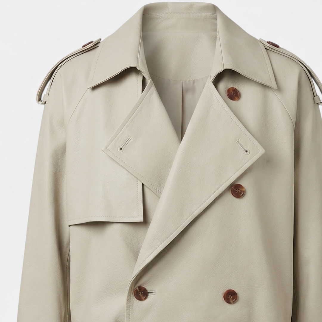 Cropped Trench Coat - Short Jacket - Women's Chic Design-Coat-Loucelia-Black-XS-Loucelia