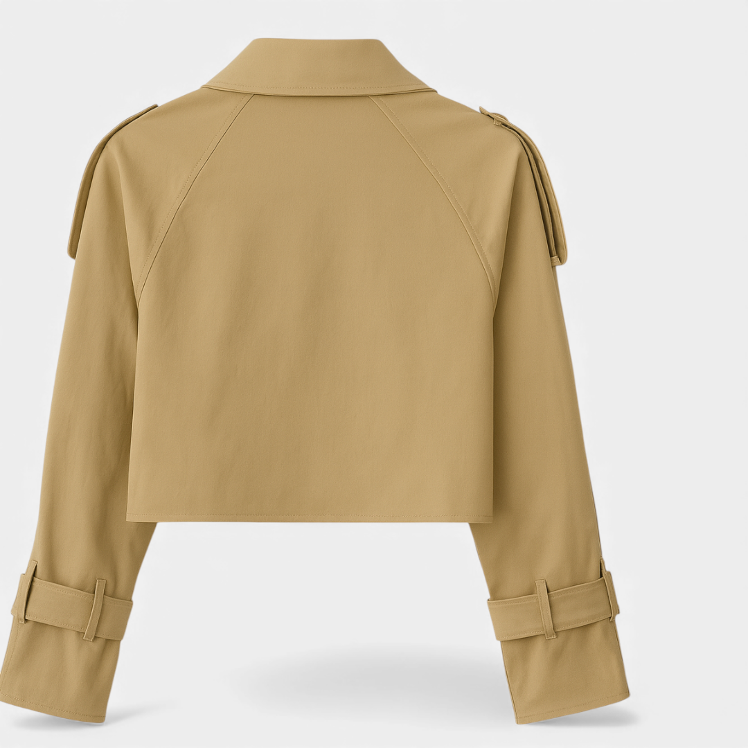 Cropped Trench Jacket for Women-Jackets-Loucelia-Khaki-XS-Loucelia