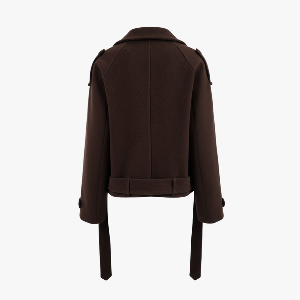 Double Breasted Cropped Coat for Women-jacket-Loucelia-S-Loucelia