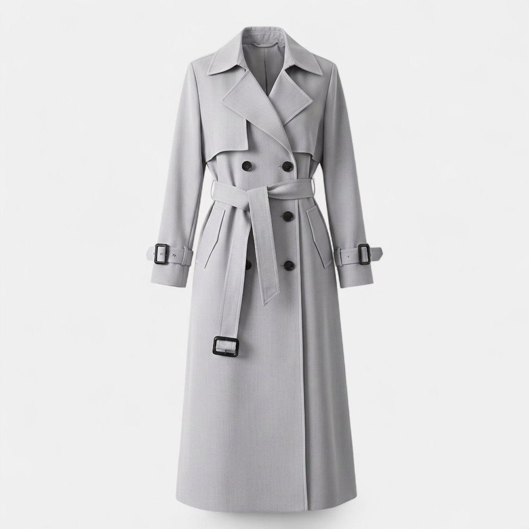 Double Breasted Trench Coat for Women-Coat-Loucelia-Green-S-Loucelia