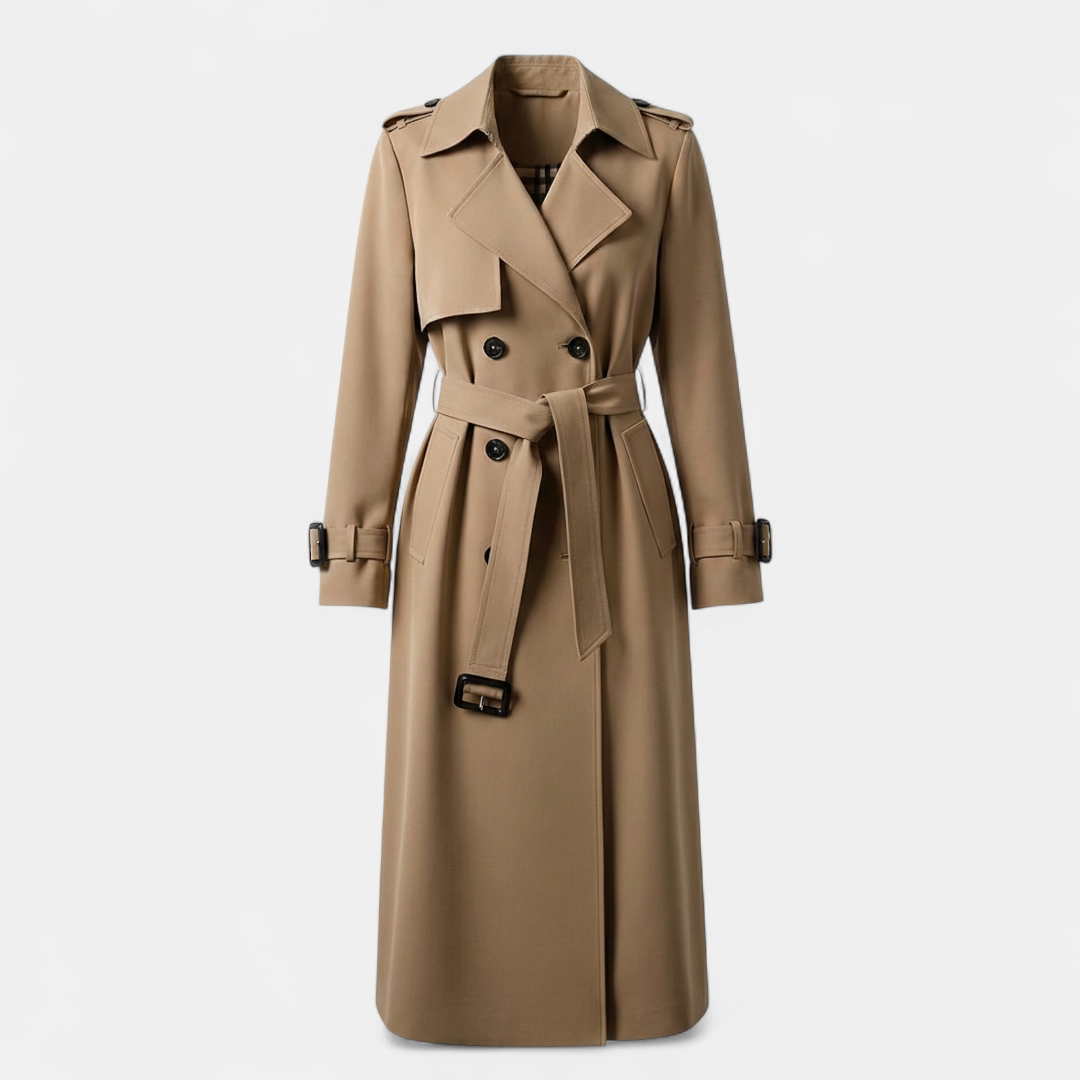 Double Breasted Trench Coat for Women-Coat-Loucelia-Green-S-Loucelia