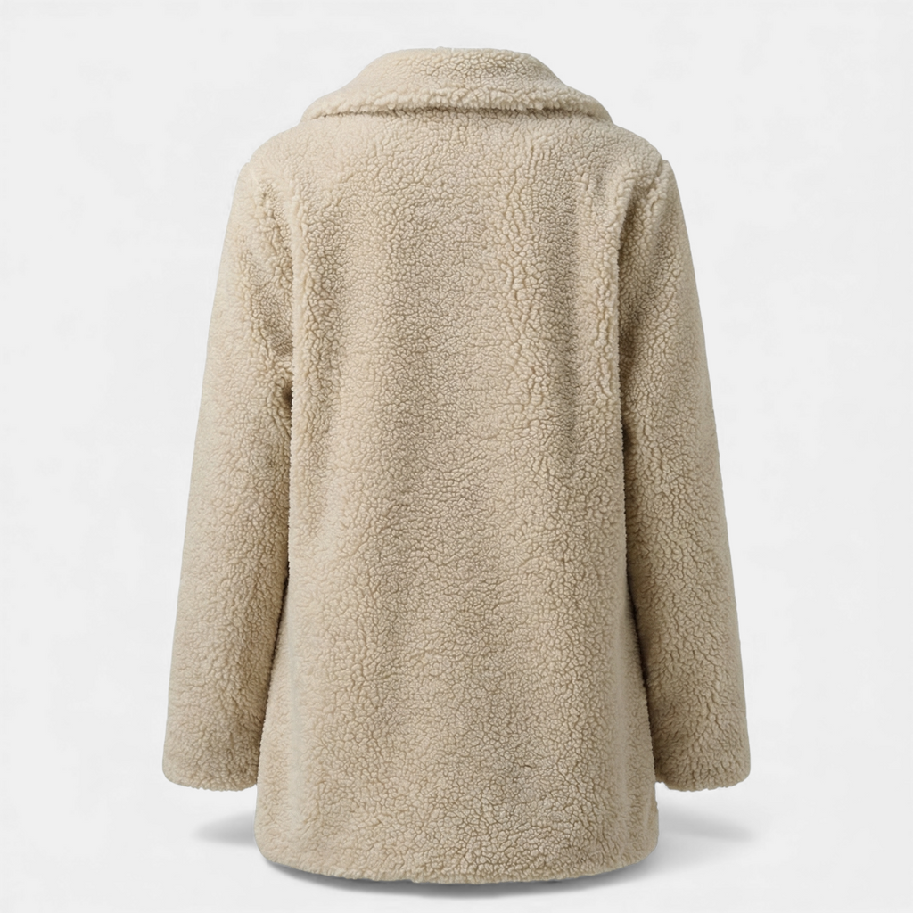 Double breasted Teddy Coat for Women-Coats-Loucelia-Beige-XS-Loucelia