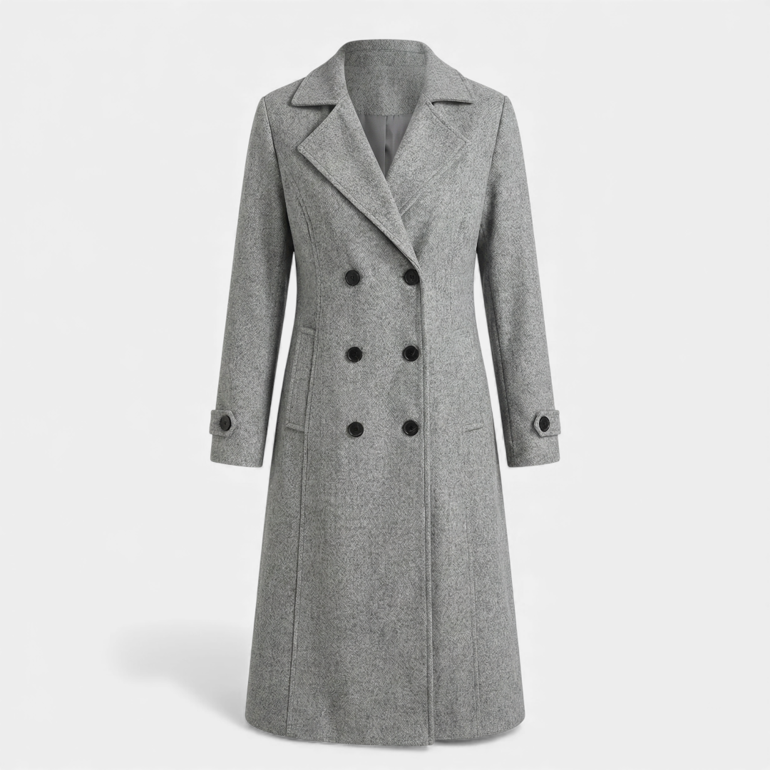 Elegant Outerwear Double-Breasted Trench For Women-Coats-Loucelia-Grey-S-Loucelia