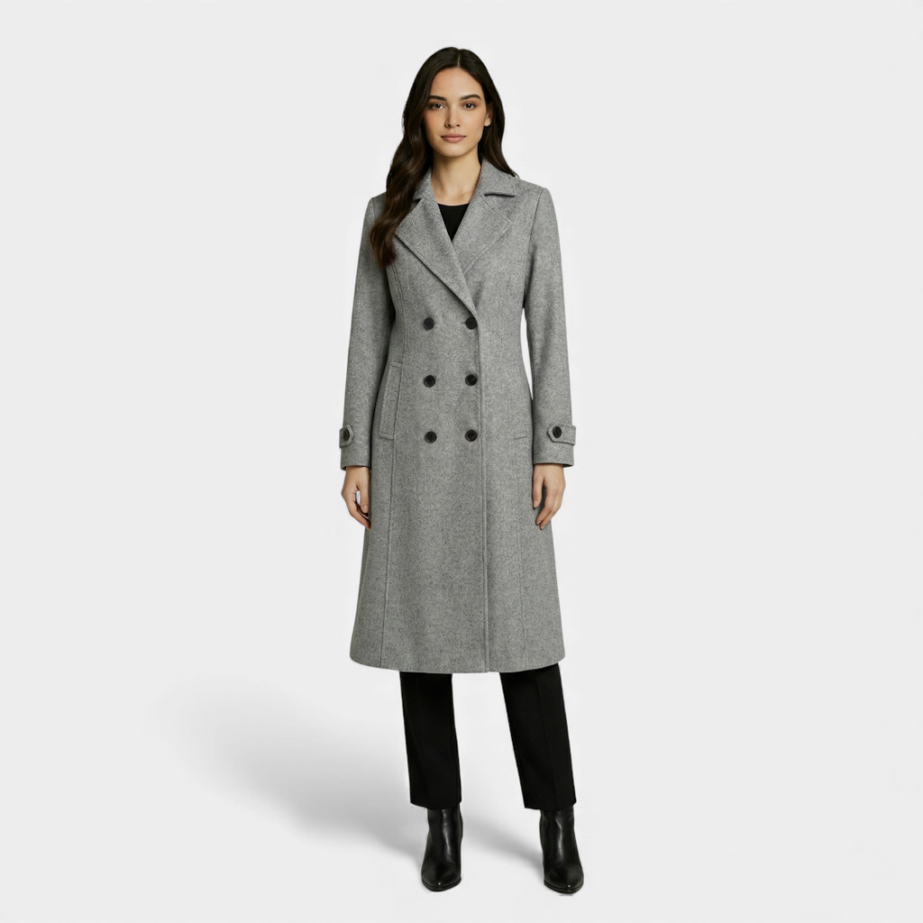 Elegant Outerwear Double-Breasted Trench For Women-Coats-Loucelia-Grey-S-Loucelia