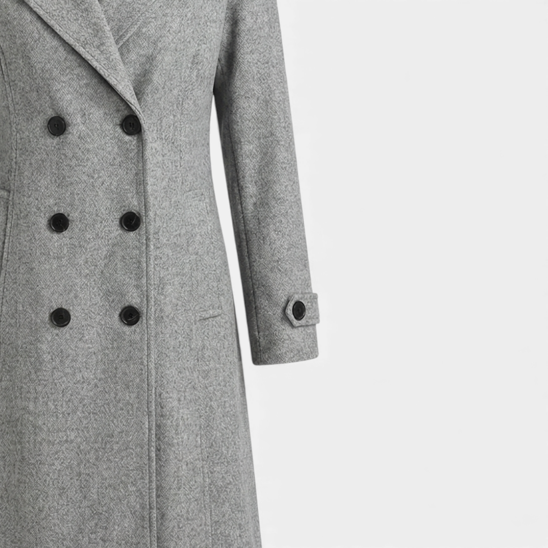 Elegant Outerwear Double-Breasted Trench For Women-Coats-Loucelia-Grey-S-Loucelia