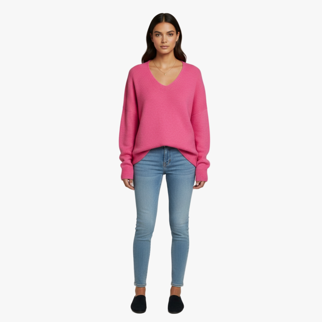 The Elise Soft Knit Jumper Pink-sweater-Loucelia-S-Loucelia