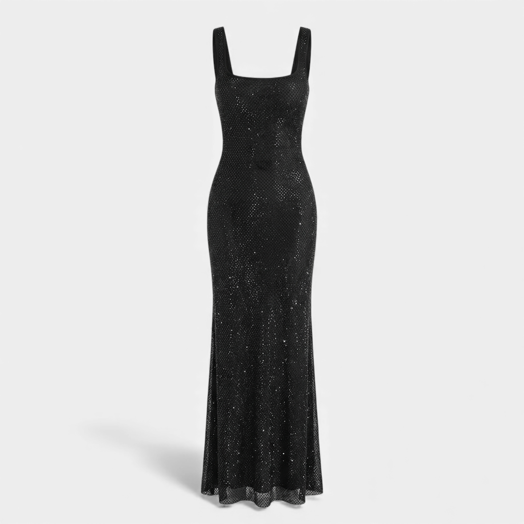 Embellished Maxi Evening Dress for Women-Dress-Loucelia-Red-XS-Loucelia