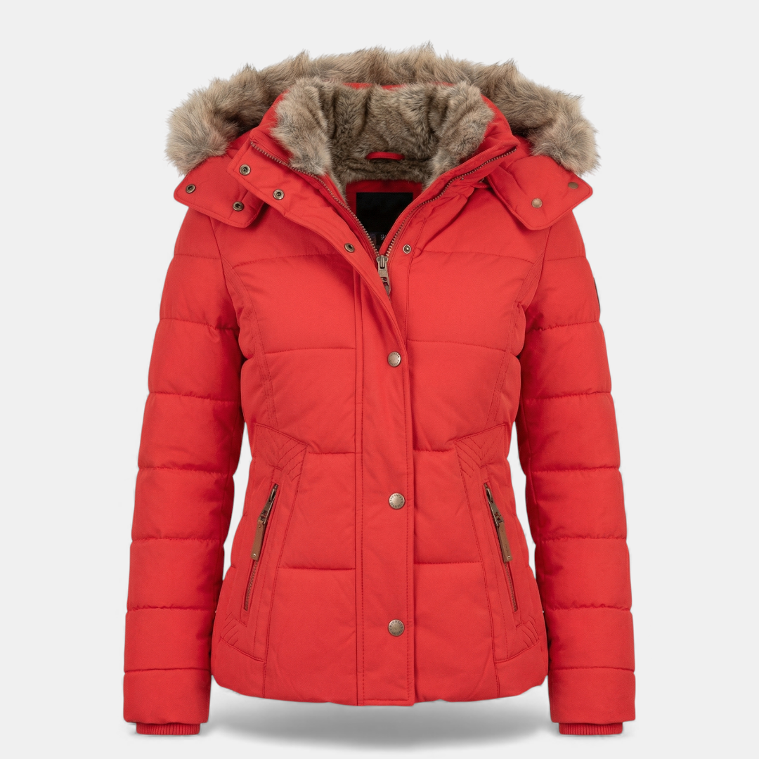 Faux Fur Hood Puffer Jacket for Women-Jackets-Loucelia-Navy-S-Loucelia