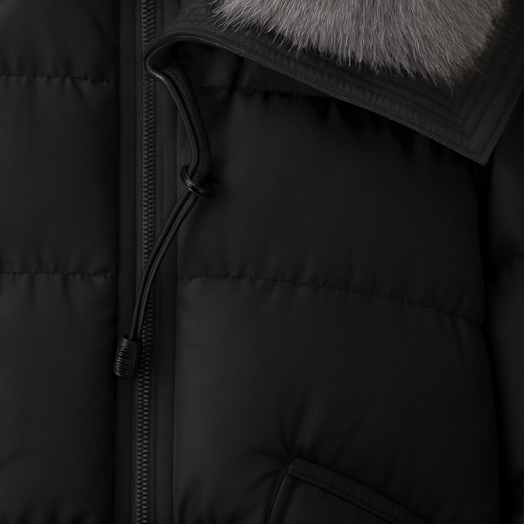 Faux Fur Collar Puffer Jacket for Women-Jackets-Loucelia-Coffee-M-Loucelia