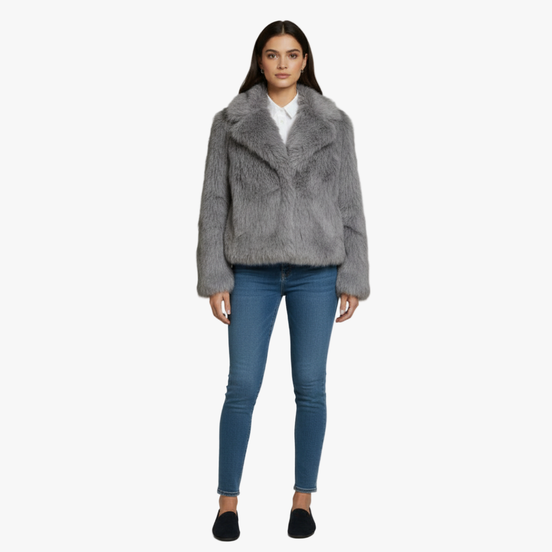 Faux Fur Lapel Jacket for Women-jacket-Loucelia-S-Loucelia