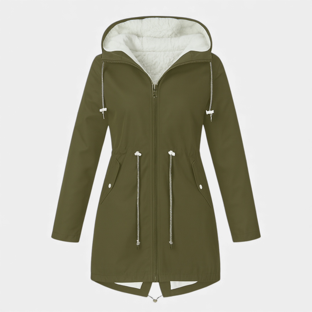 Fleece Lined Hooded Winter Coat for Women-Coats-Loucelia-Navy-L-Loucelia