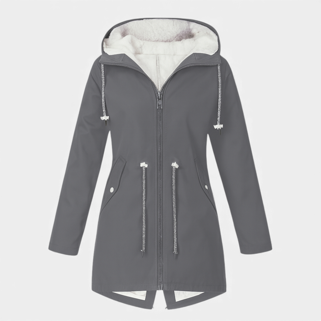 Fleece Lined Hooded Winter Coat for Women-Coats-Loucelia-Navy-L-Loucelia