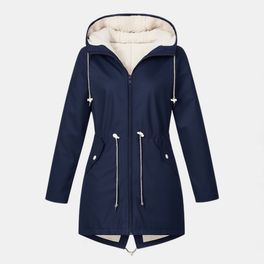 Fleece Lined Hooded Winter Coat for Women-Coats-Loucelia-Navy-L-Loucelia