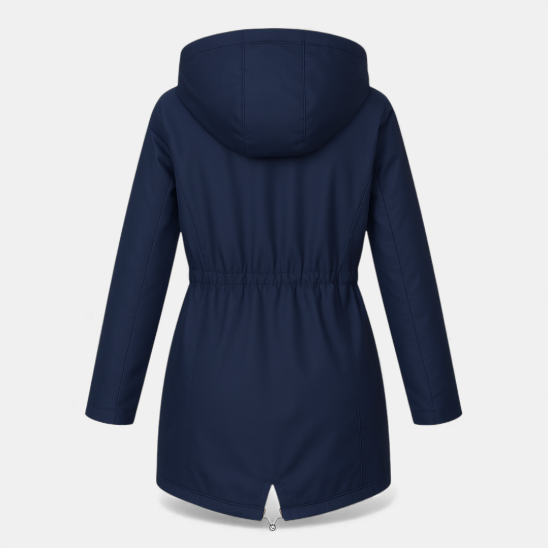Fleece Lined Hooded Winter Coat for Women-Coats-Loucelia-Navy-L-Loucelia