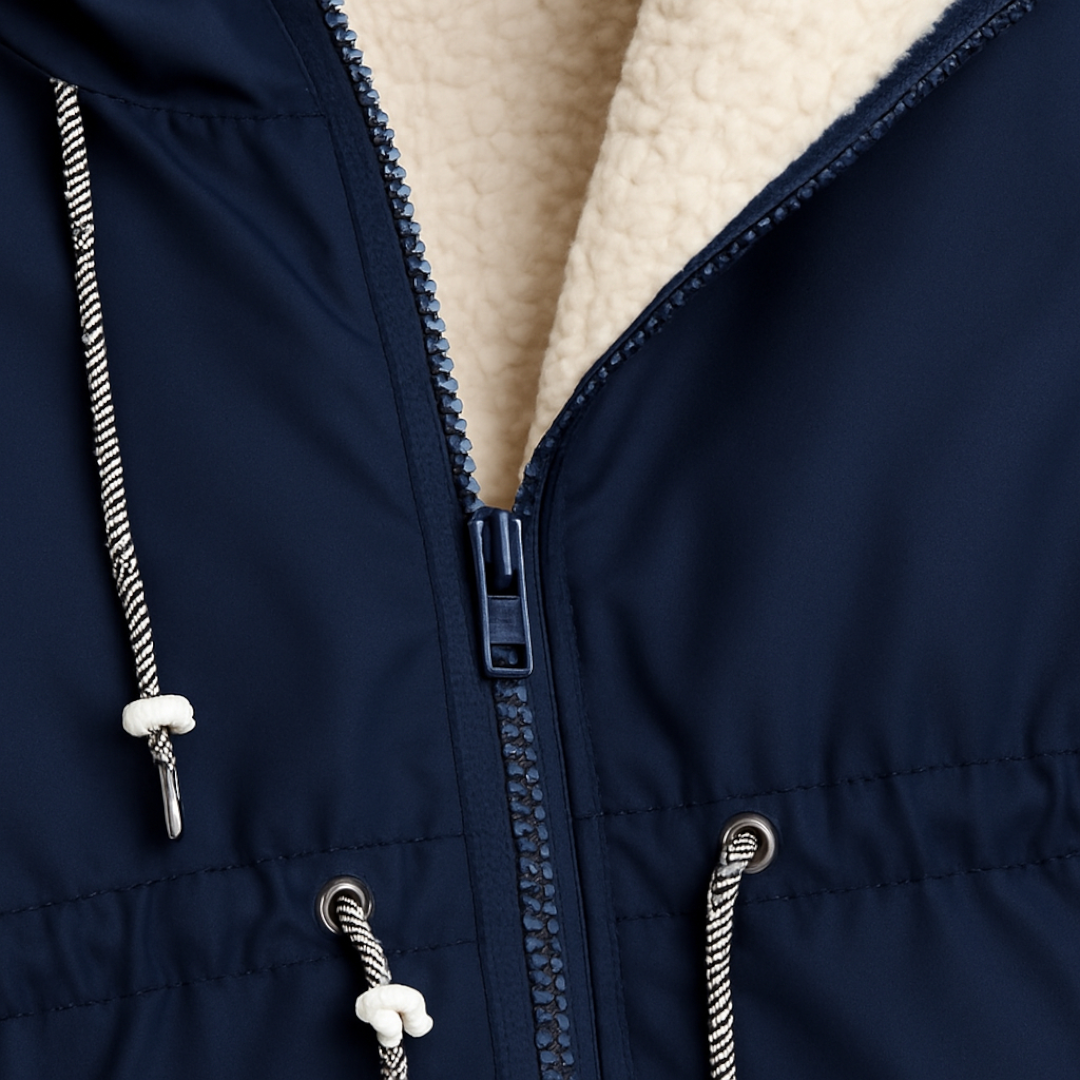 Fleece Lined Hooded Winter Coat for Women-Coats-Loucelia-Navy-L-Loucelia