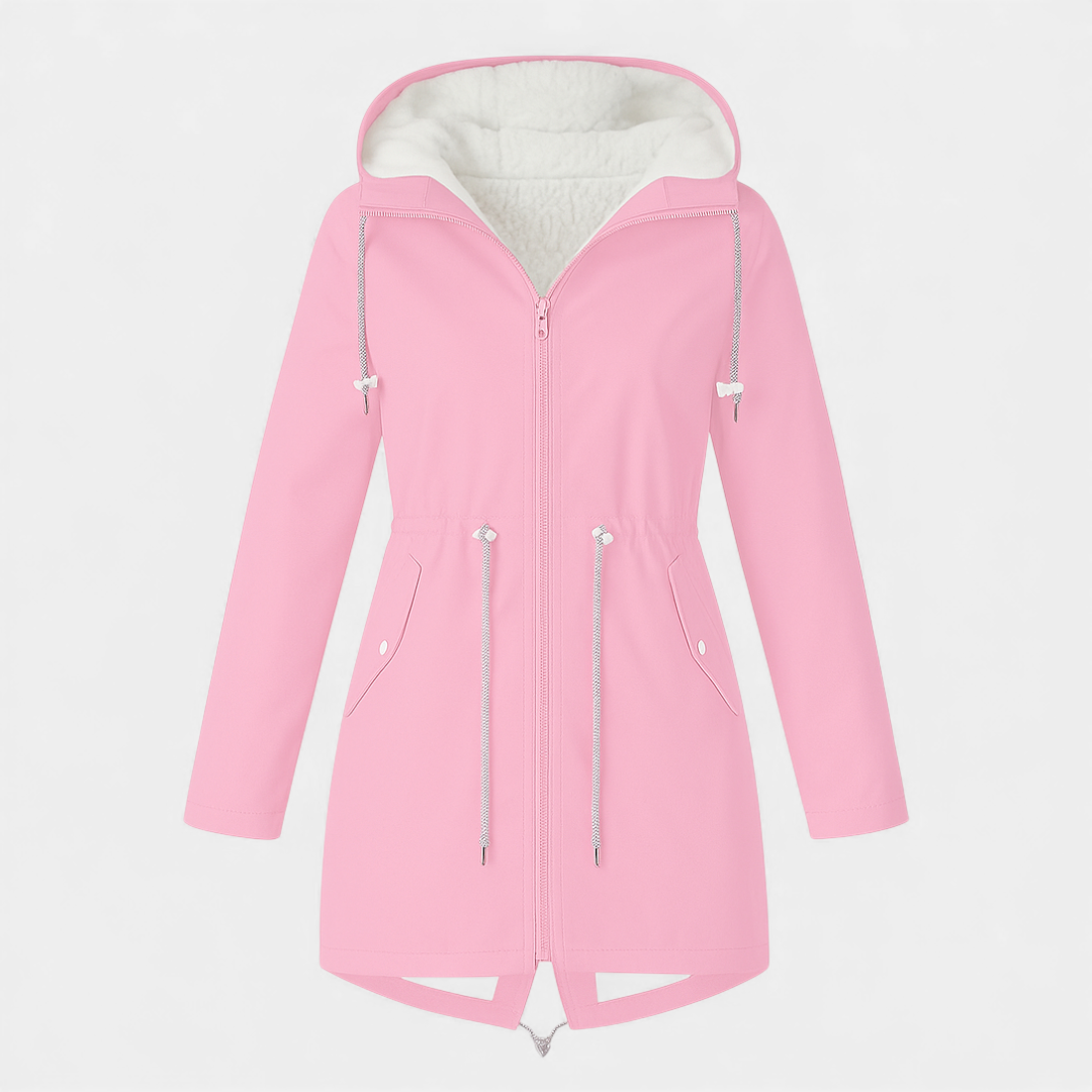 Fleece Lined Hooded Winter Coat for Women-Coats-Loucelia-Navy-L-Loucelia