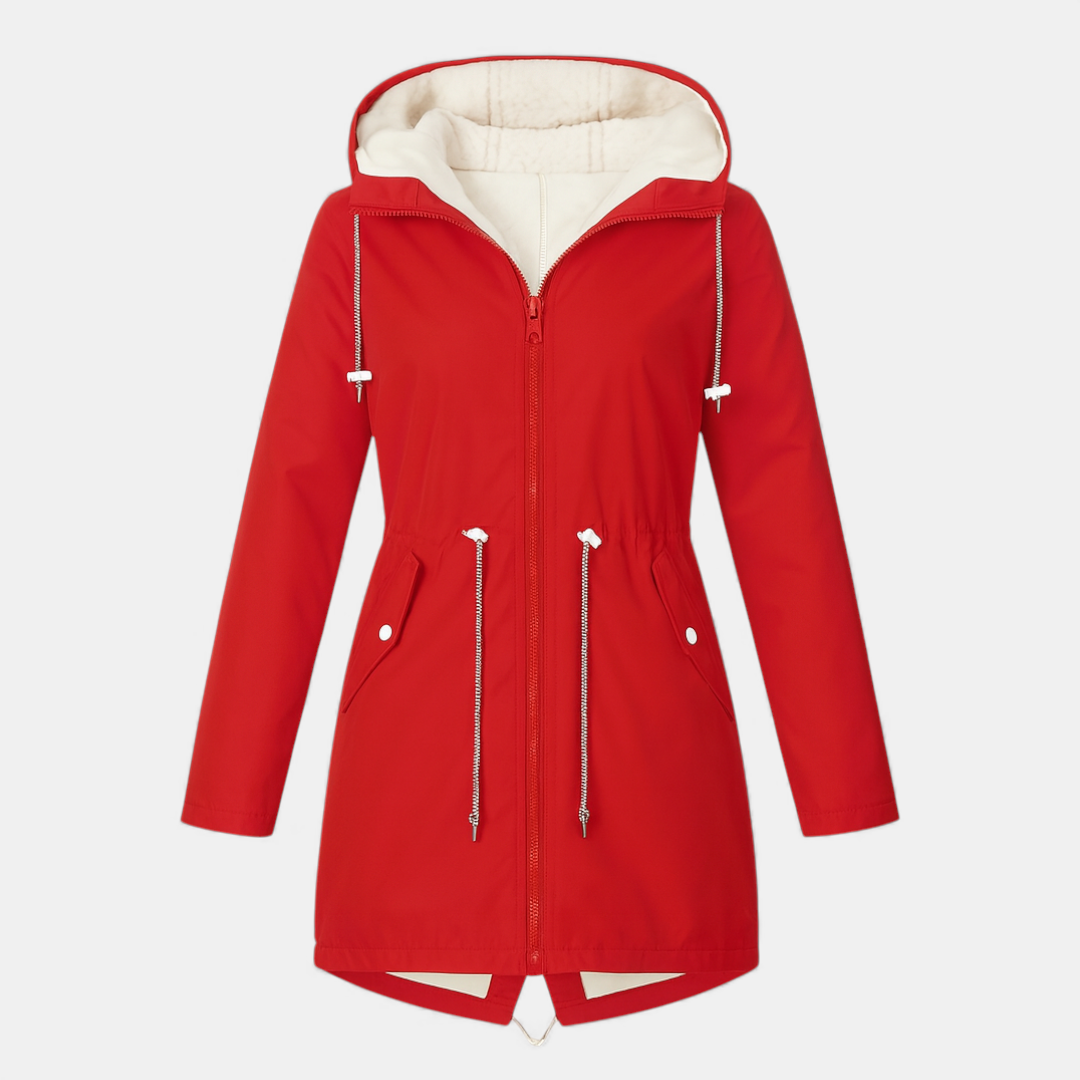 Fleece Lined Hooded Winter Coat for Women-Coats-Loucelia-Navy-L-Loucelia