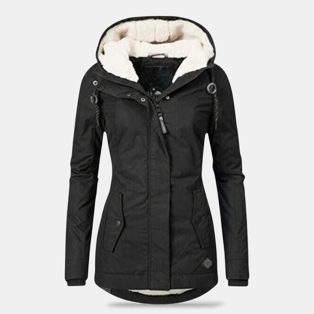 Fleece Lined Winter Parka for Women-Coats-Loucelia-Navy-XS-Loucelia