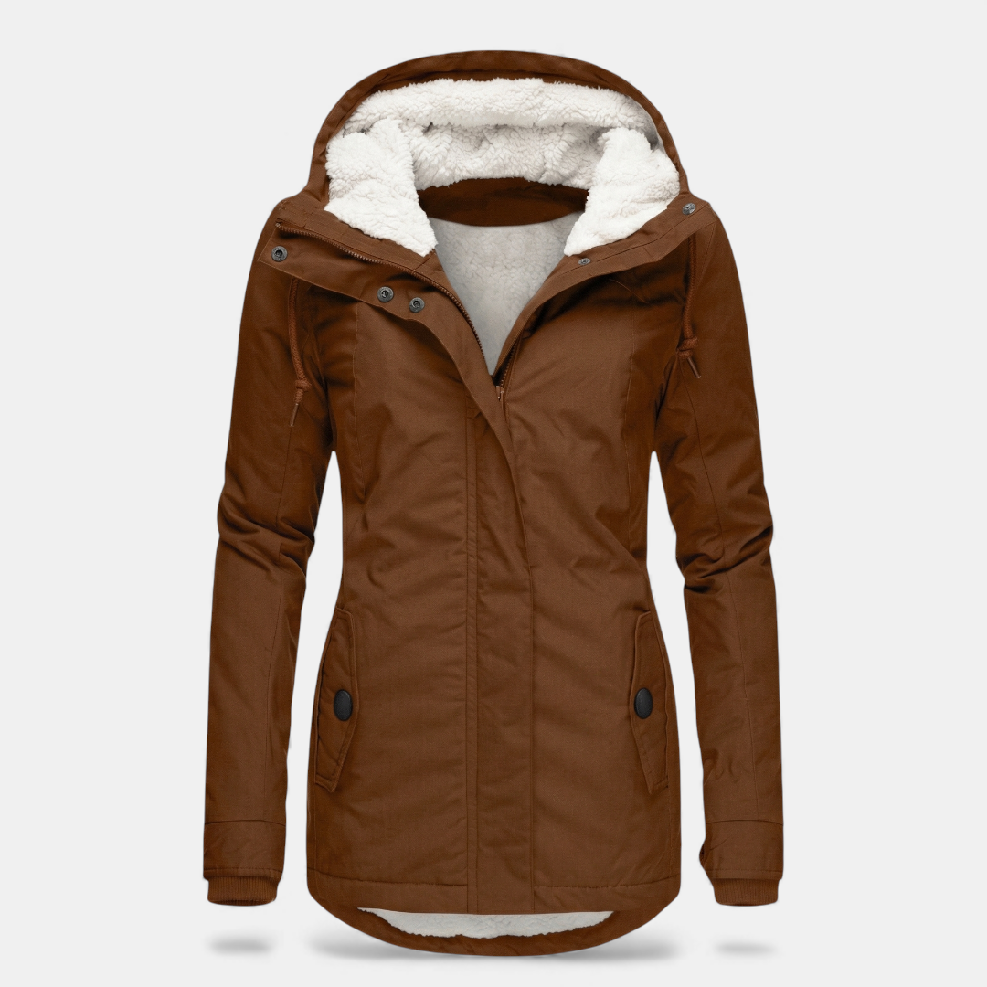 Fleece Lined Winter Parka for Women-Coats-Loucelia-Navy-XS-Loucelia