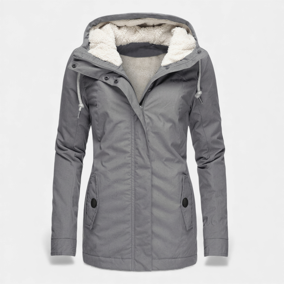 Fleece Lined Winter Parka for Women-Coats-Loucelia-Navy-XS-Loucelia