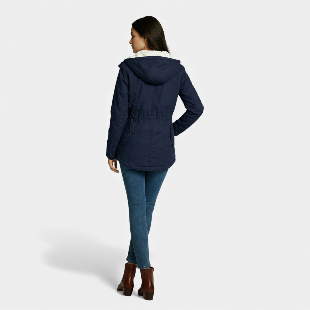 Fleece Lined Winter Parka for Women-Coats-Loucelia-Navy-XS-Loucelia