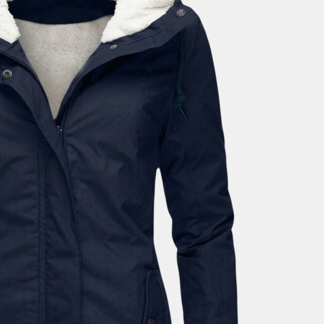 Fleece Lined Winter Parka for Women-Coats-Loucelia-Navy-XS-Loucelia