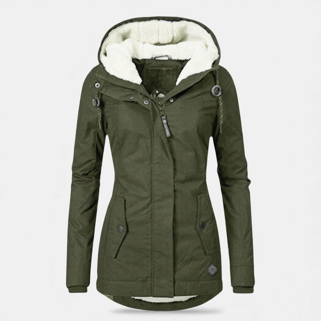 Fleece Lined Winter Parka for Women-Coats-Loucelia-Navy-XS-Loucelia